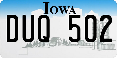 IA license plate DUQ502