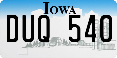 IA license plate DUQ540