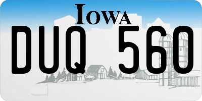 IA license plate DUQ560