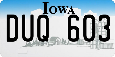 IA license plate DUQ603