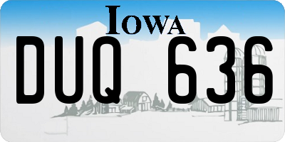 IA license plate DUQ636