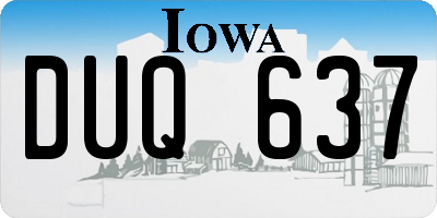 IA license plate DUQ637