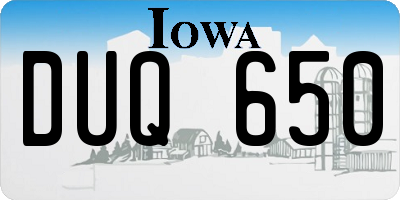 IA license plate DUQ650