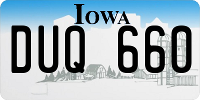 IA license plate DUQ660