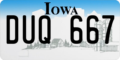 IA license plate DUQ667