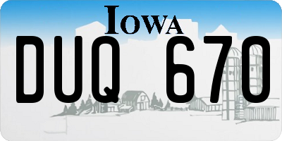 IA license plate DUQ670