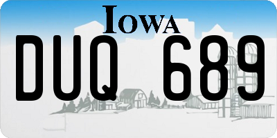 IA license plate DUQ689