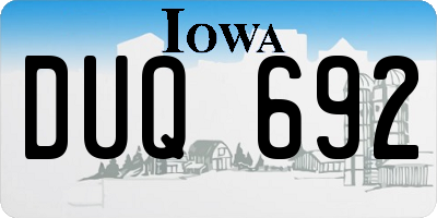 IA license plate DUQ692