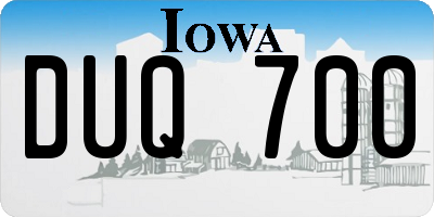IA license plate DUQ700