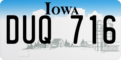 IA license plate DUQ716