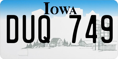 IA license plate DUQ749