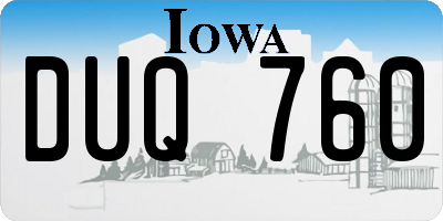 IA license plate DUQ760