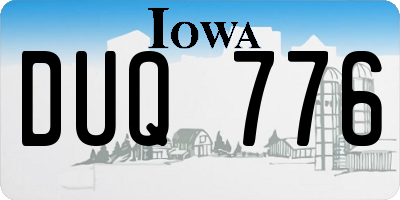 IA license plate DUQ776
