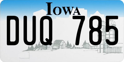 IA license plate DUQ785