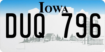 IA license plate DUQ796