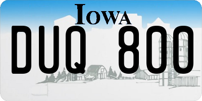IA license plate DUQ800