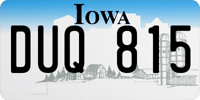 IA license plate DUQ815