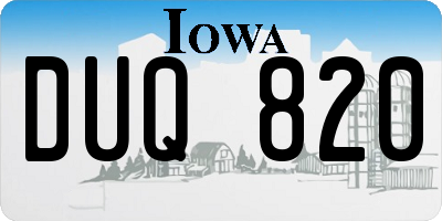 IA license plate DUQ820