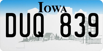 IA license plate DUQ839