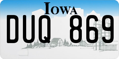 IA license plate DUQ869