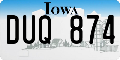 IA license plate DUQ874