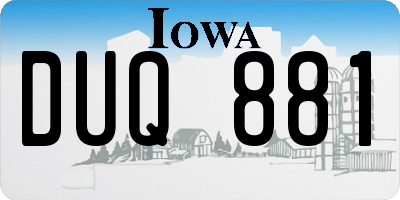IA license plate DUQ881