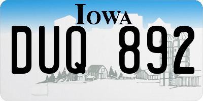 IA license plate DUQ892