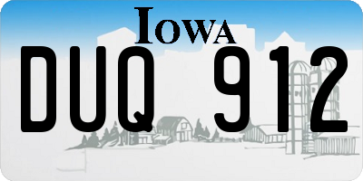 IA license plate DUQ912