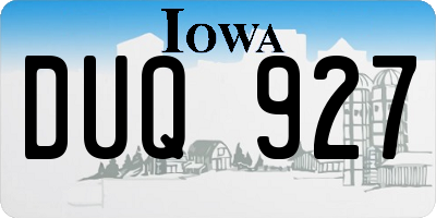 IA license plate DUQ927