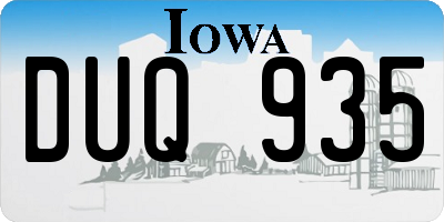 IA license plate DUQ935