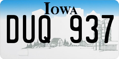IA license plate DUQ937