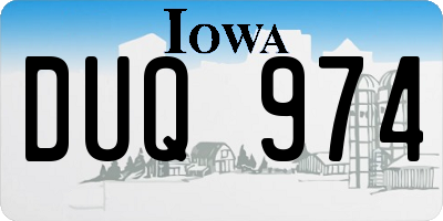 IA license plate DUQ974