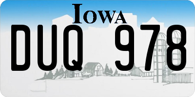 IA license plate DUQ978