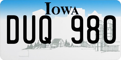 IA license plate DUQ980