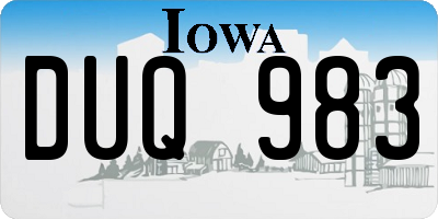 IA license plate DUQ983