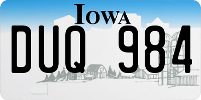 IA license plate DUQ984