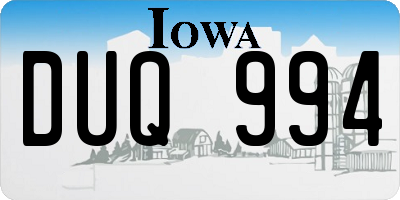 IA license plate DUQ994