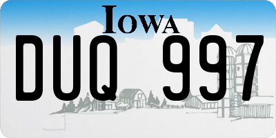 IA license plate DUQ997