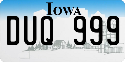 IA license plate DUQ999