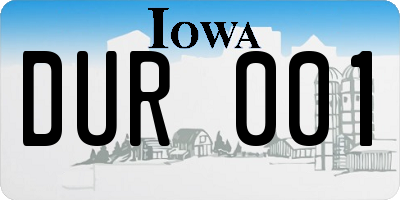 IA license plate DUR001