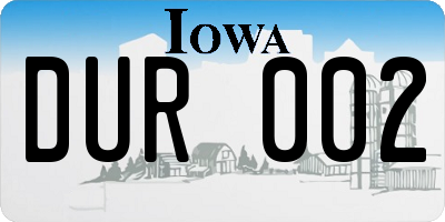 IA license plate DUR002