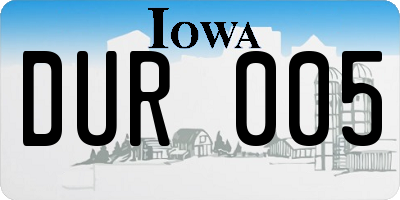IA license plate DUR005