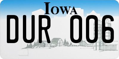 IA license plate DUR006