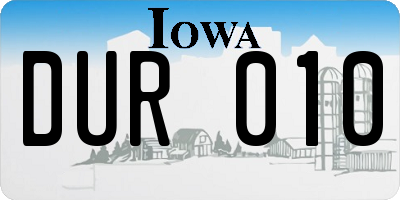 IA license plate DUR010