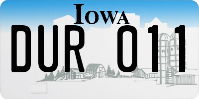 IA license plate DUR011