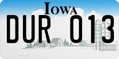 IA license plate DUR013