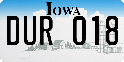 IA license plate DUR018