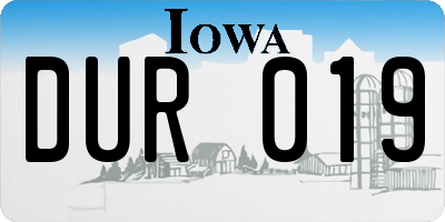 IA license plate DUR019