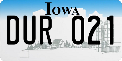 IA license plate DUR021