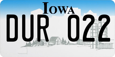 IA license plate DUR022